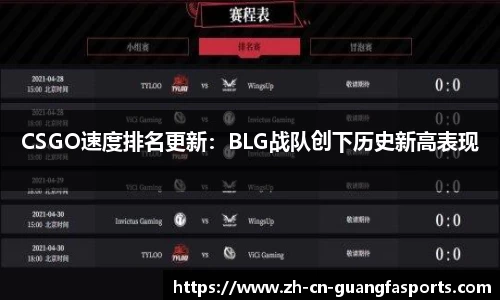 CSGO速度排名更新：BLG战队创下历史新高表现